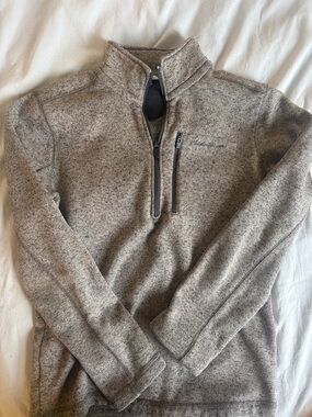 Eddie Bauer Men's Quarter-Zip Heather Gray Pullover Sweater